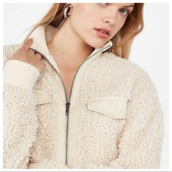 EXPRESS X Negin Mirsalehi sherpa jacket off white cream - Picture 2 of 10